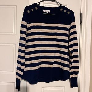 Navy and Tan Striped Sweater